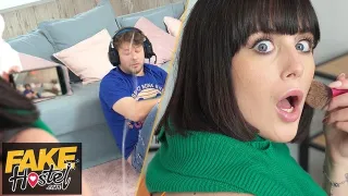 Prank squirting before anal creampie in hostel